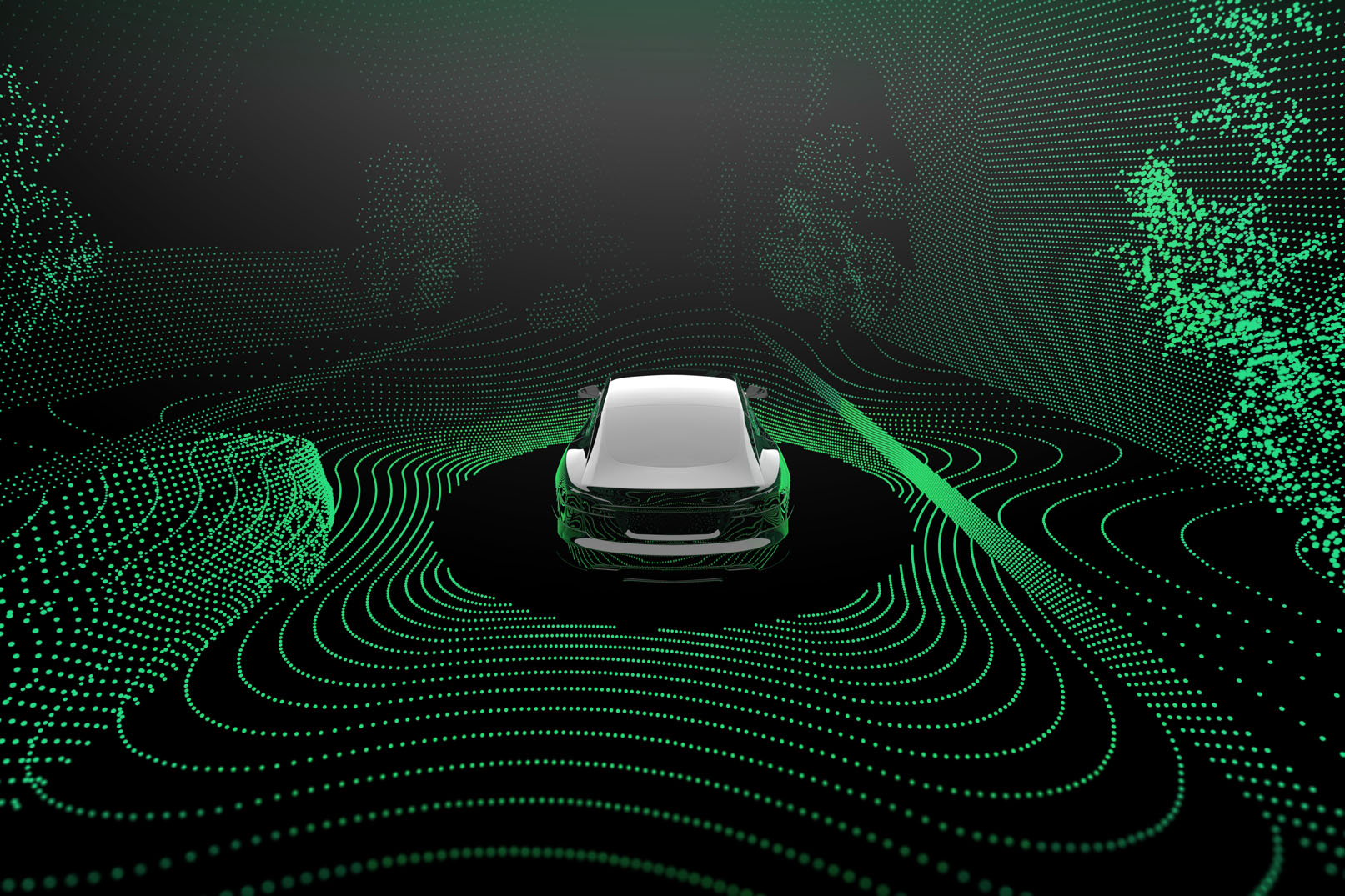 Example image of what radar can detect around a car